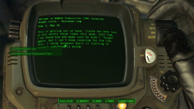 Fallout 4 - Duty of Dishonor - Reading Knight Lucia's Log